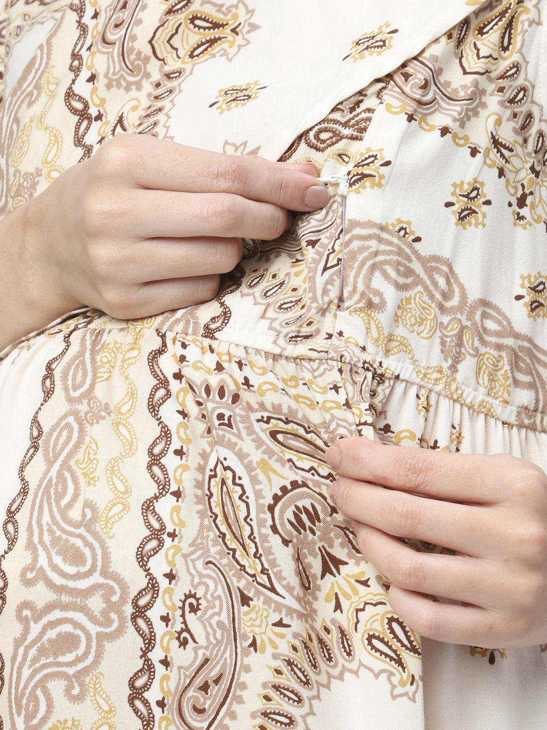 Aesthetic Paisley Printed Maternity Dress
