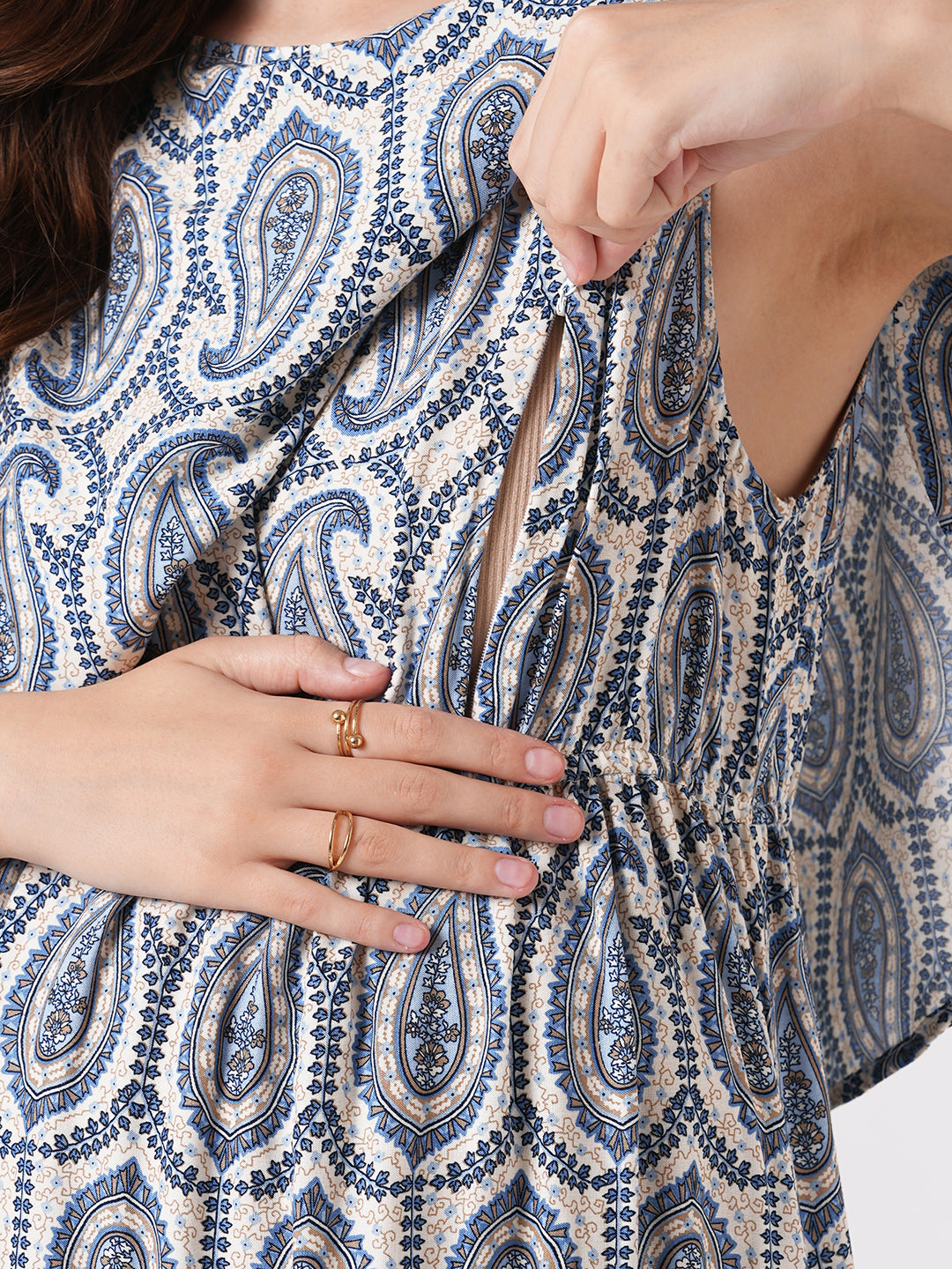 Boho Bloom Paisley Printed Maternity Dress