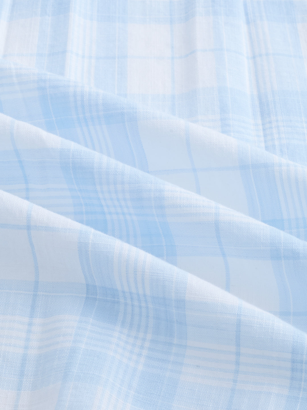 Soft Sky Blue Tartan Checked Oversized Shirt