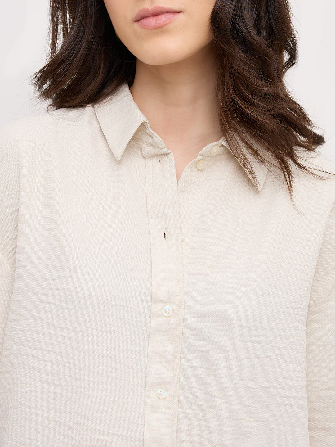 Solid Bisque Beige Oversized Shirt