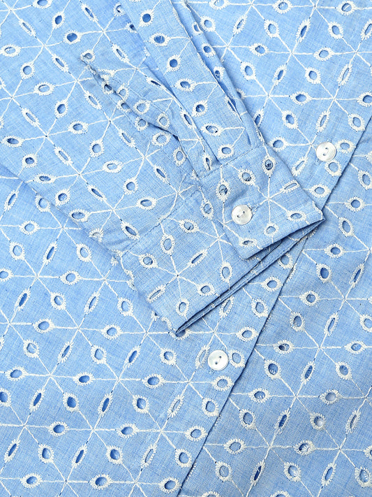 Baby Blue Schiffli Oversized Shirt