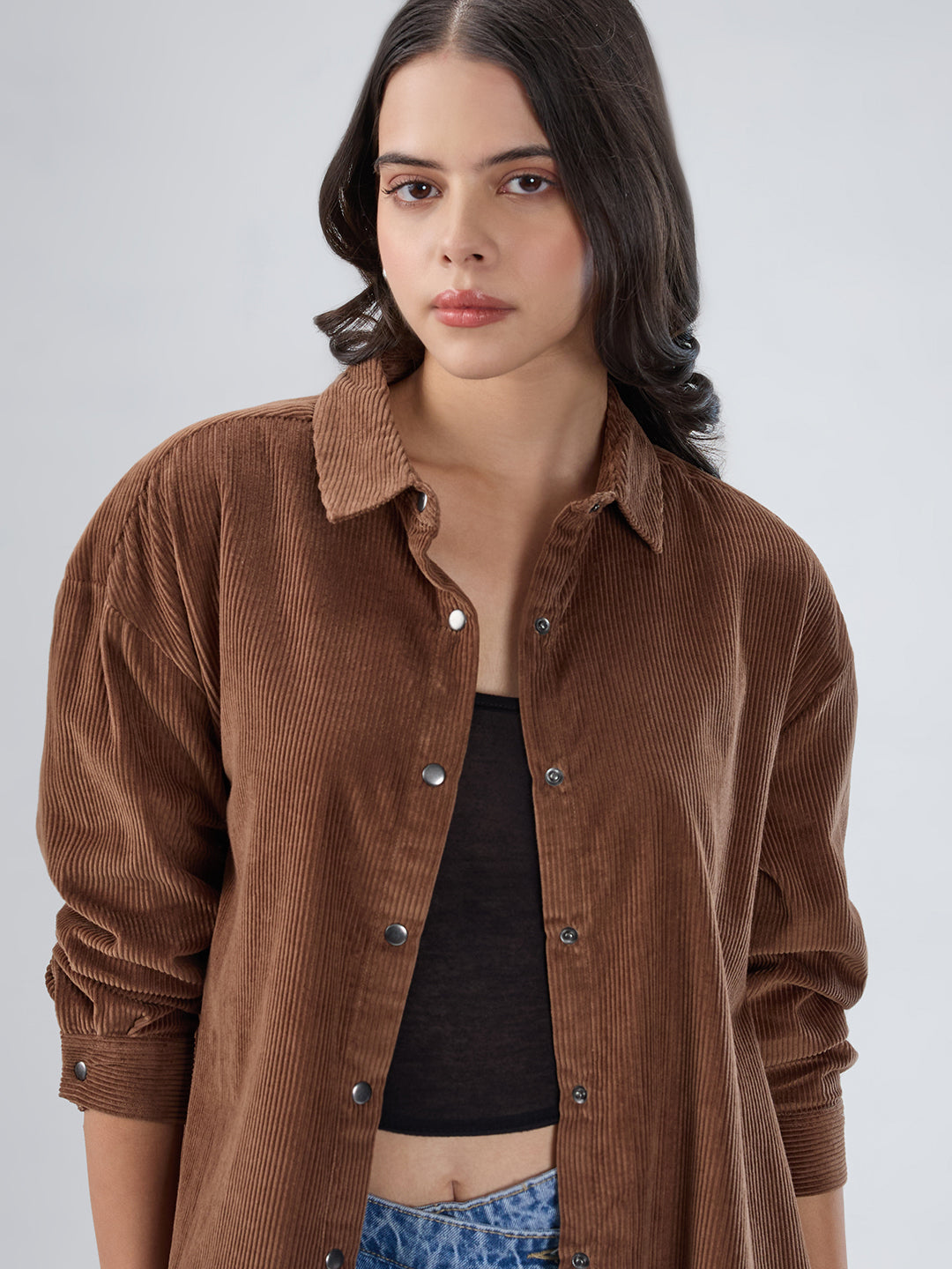 Penny Brown Corduroy Oversized Shirt