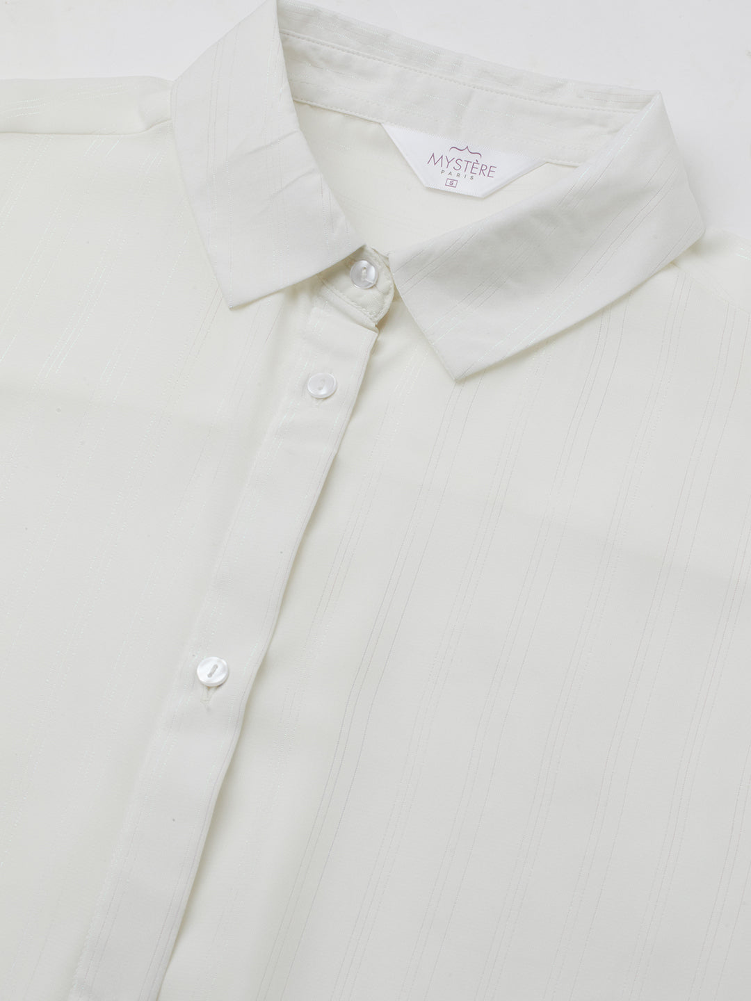 White Glimmer Striped Oversized Shirt