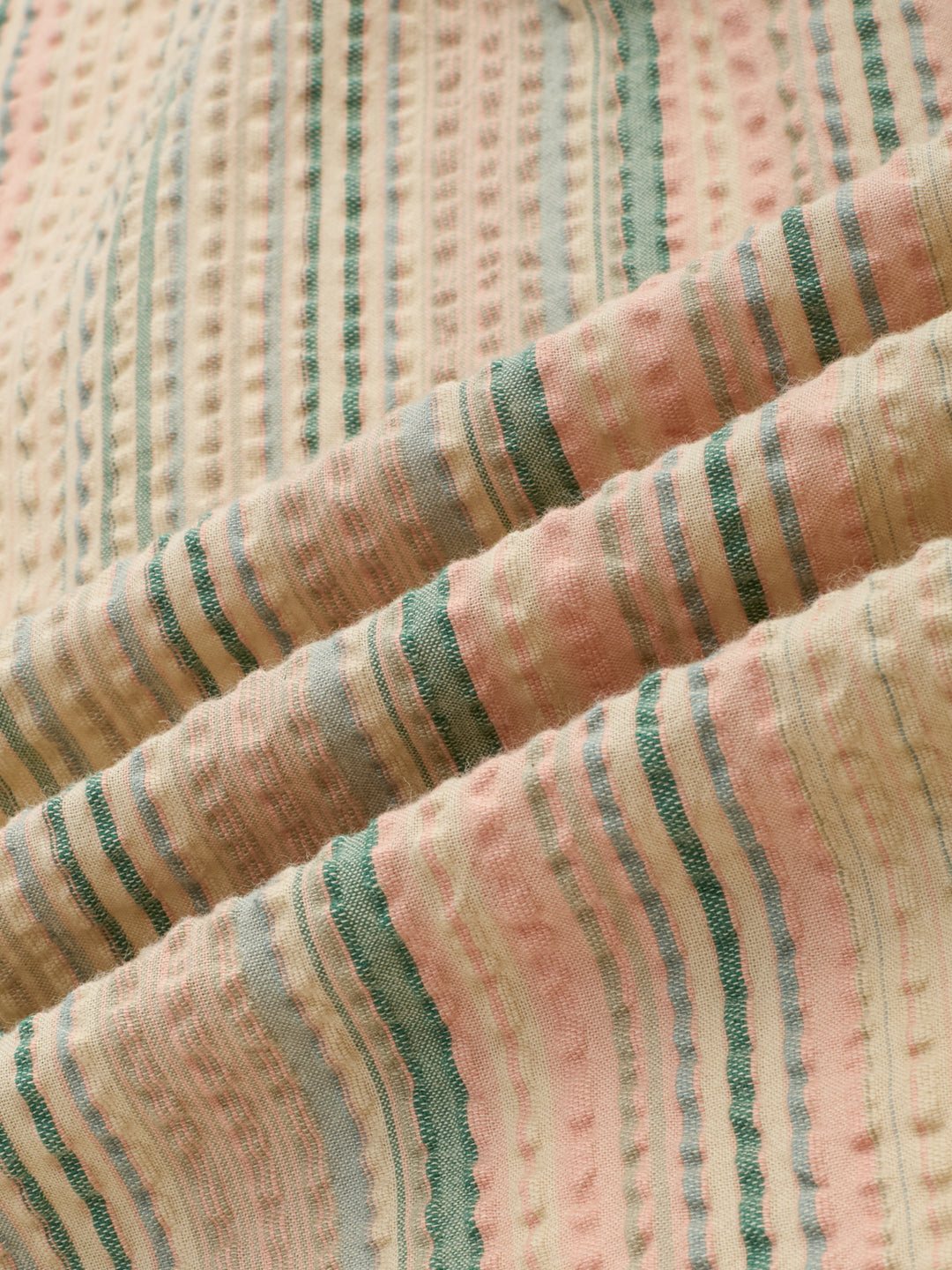 Multicolor Striped Seersucker Oversized Shirt