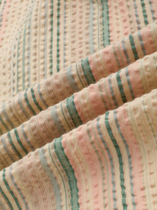 Multicolor Striped Seersucker Oversized Shirt
