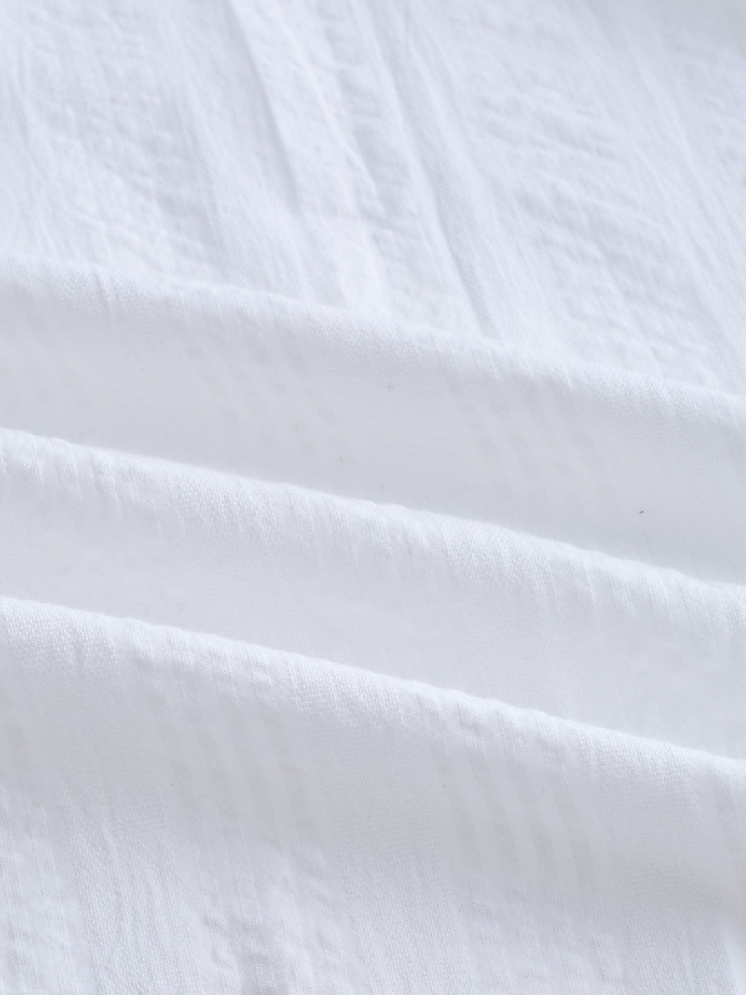 Pearl White Seersucker Oversized Shirt