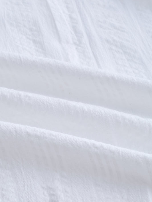 Pearl White Seersucker Oversized Shirt
