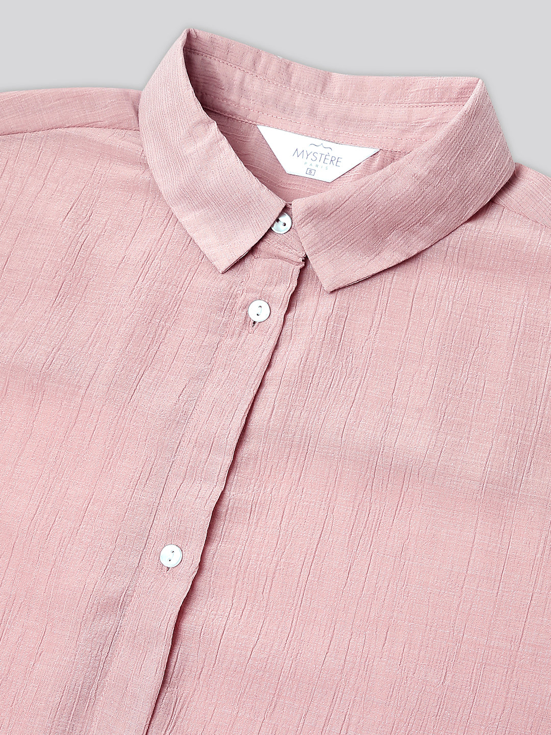 Glittery Baby Pink Crinkled Oversized Shirt
