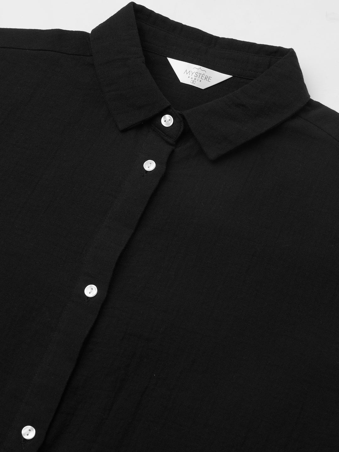 Midnight Black Double Cloth Oversized Shirt
