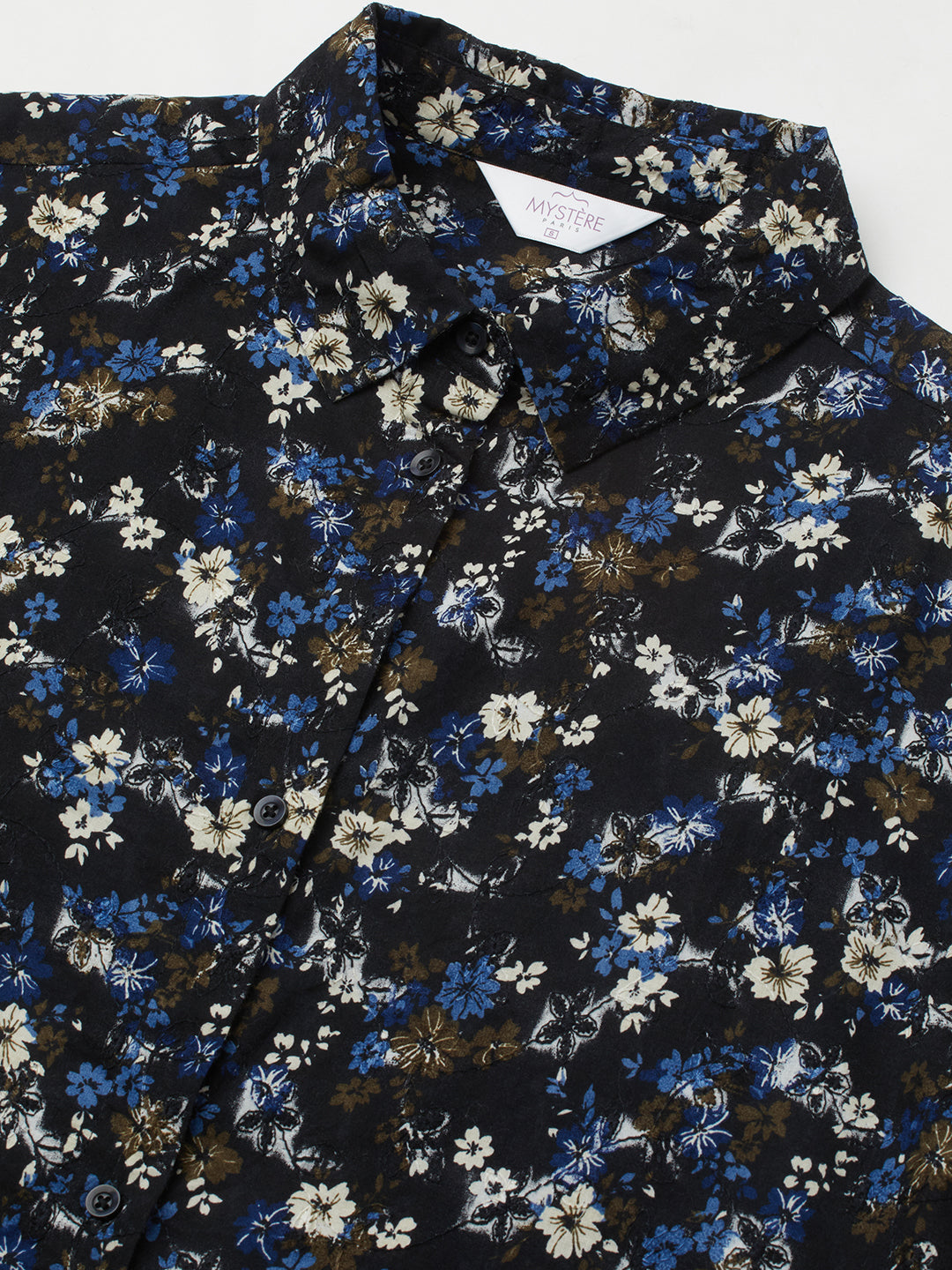 Midnight Bloom Floral Printed Oversized Shirt