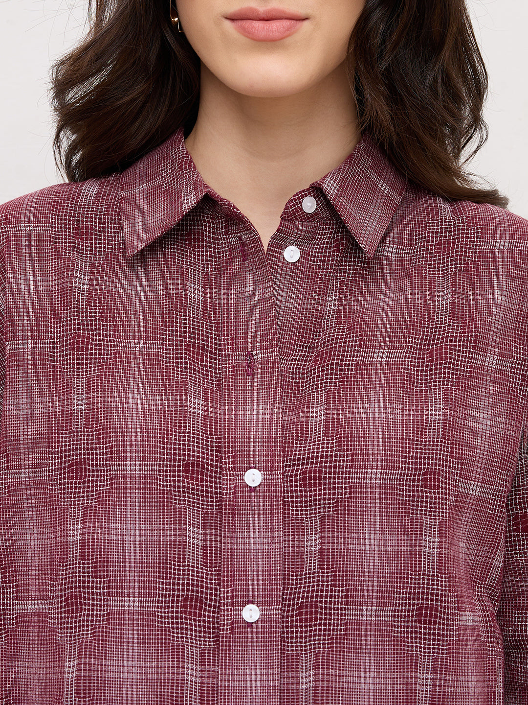 Classic Maroon Gridlock Smokey Plaid Oversized Shirt