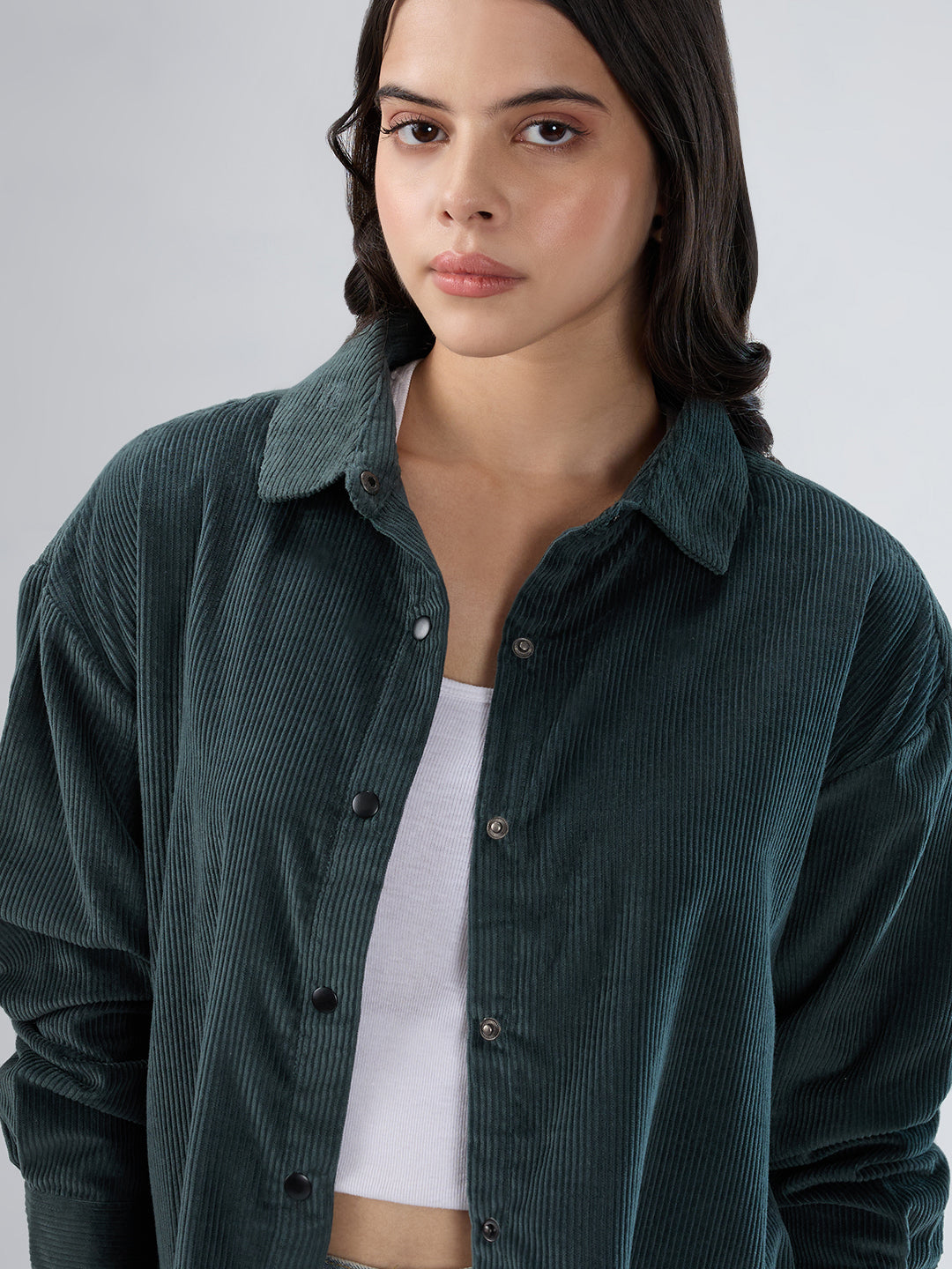 Forest Green Corduroy Oversized Shirt