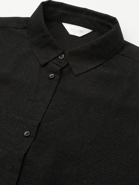 Black Stardust Shimmer Oversized Shirt