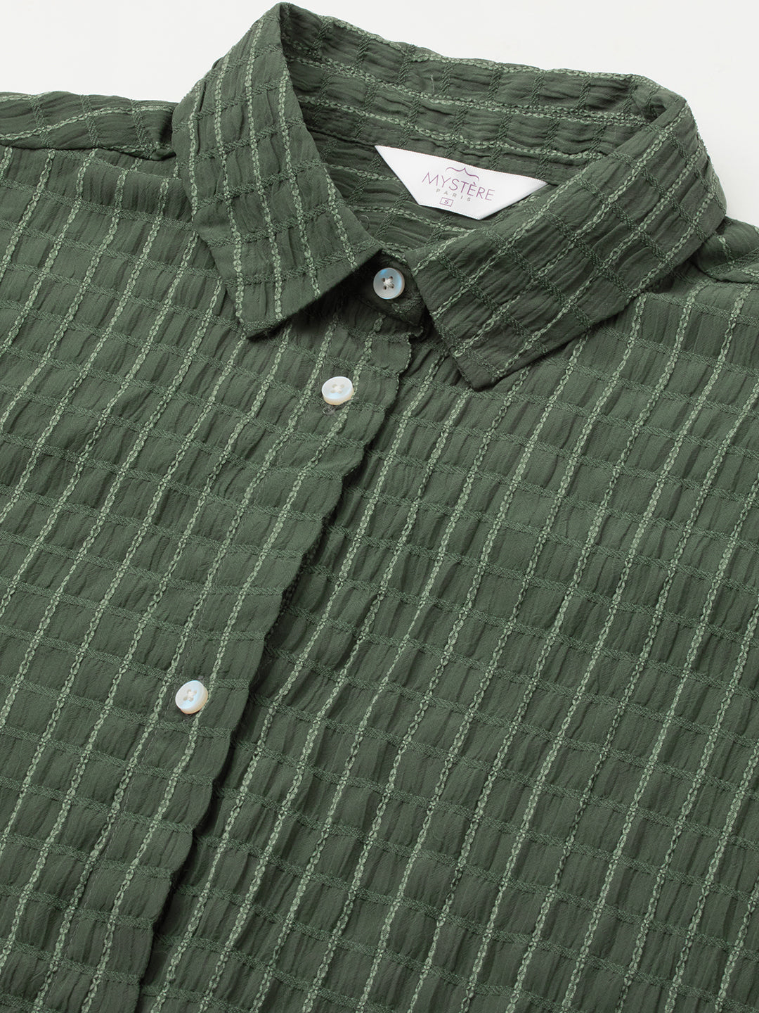 Moss Green Matrix Checks Oversized Shirt
