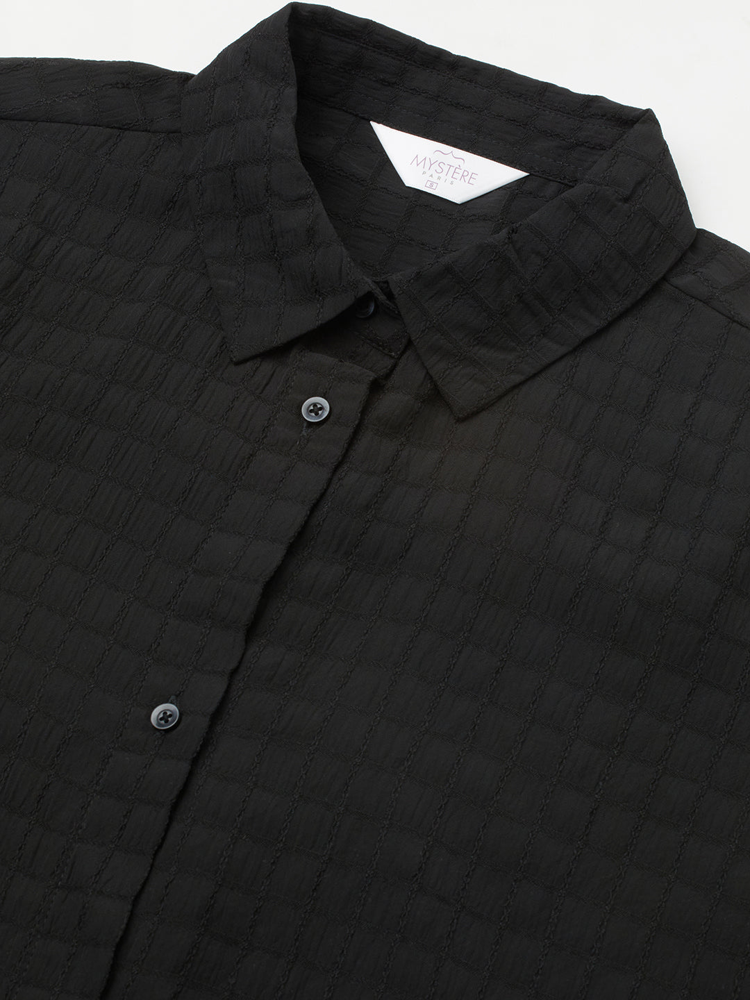 Black Matrix Checks Oversized Shirt
