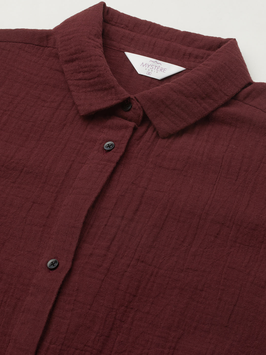 Solid Wine Double Cloth Oversized Shirt