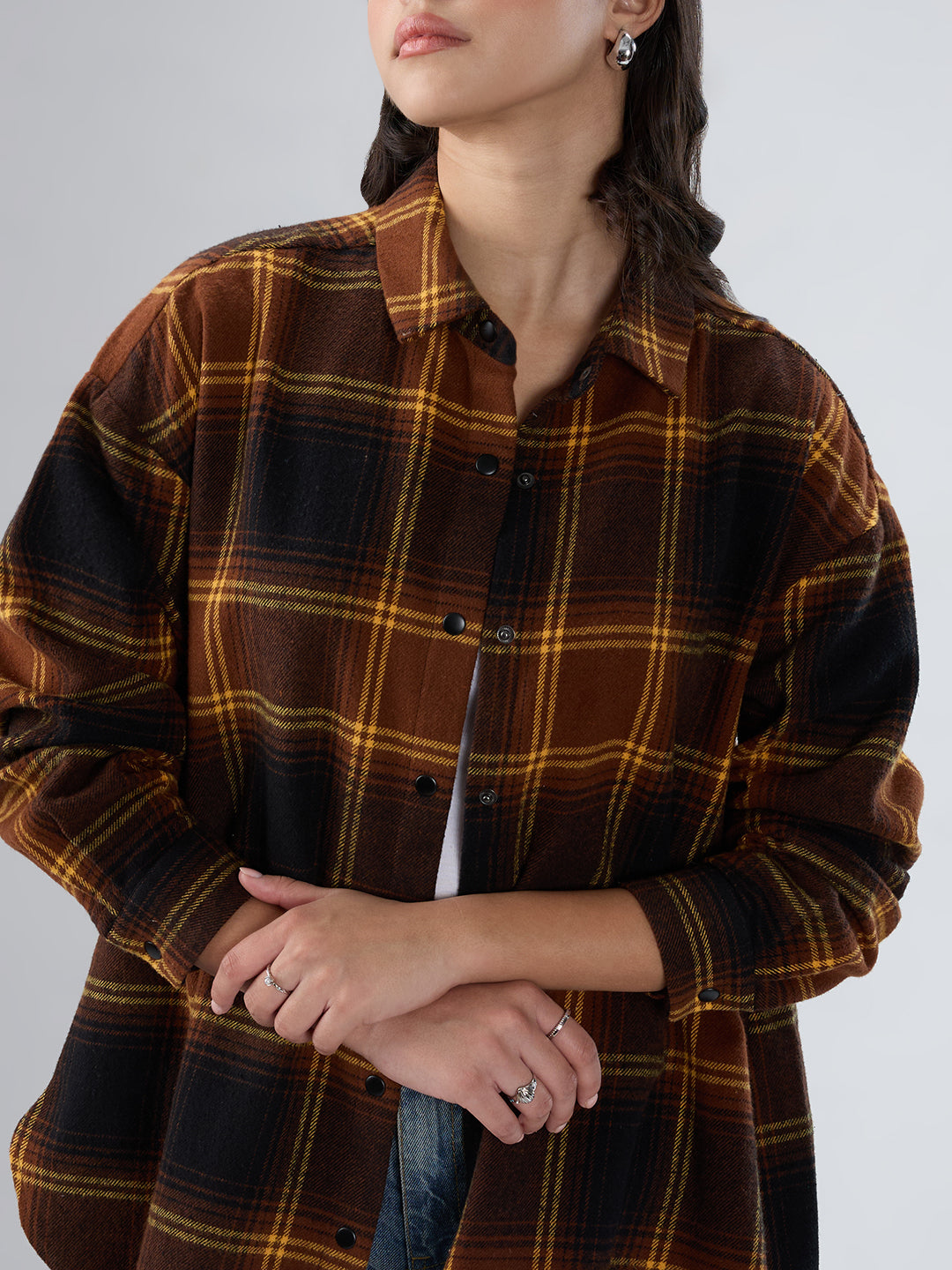 Brown Checked Oversized Flannel