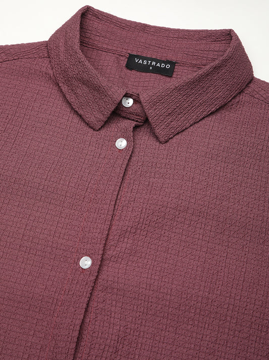 Rouge Pink Textured Oversized Shirt