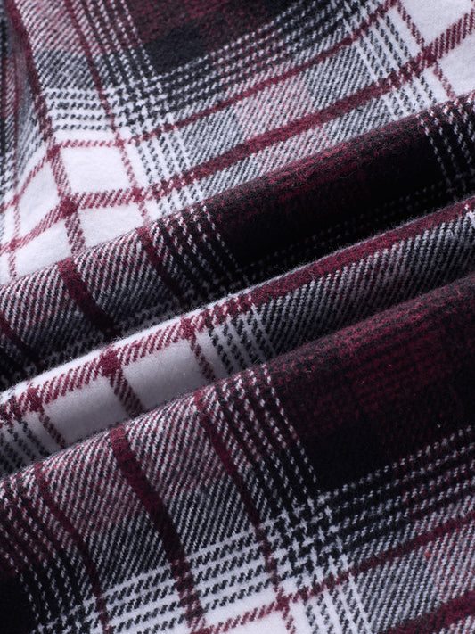 Maroon & White Checked Oversized Flannel Shirt
