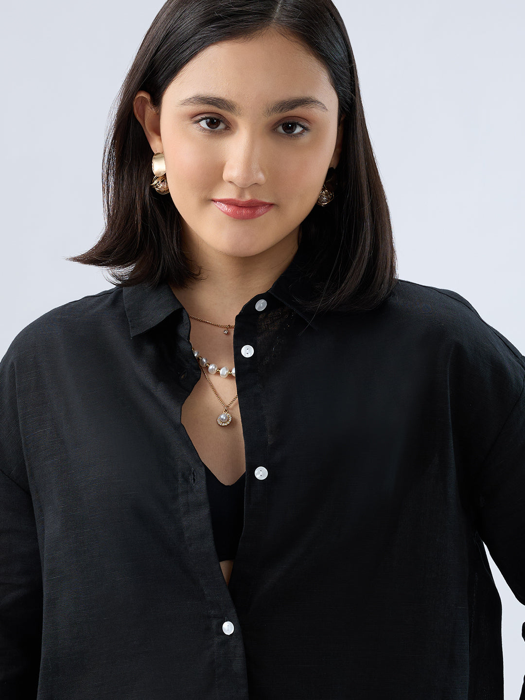 Obsidian Black Linen Oversized Shirt