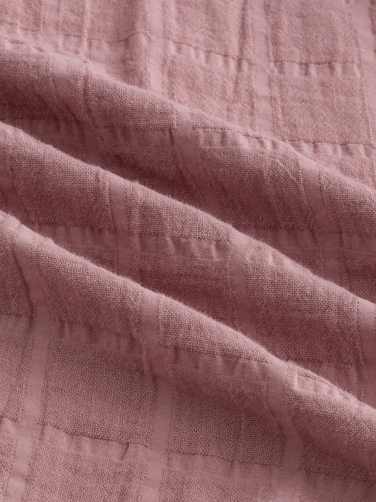 Dusty Pink Seersucker Checks DoubleCloth Oversized Shirt