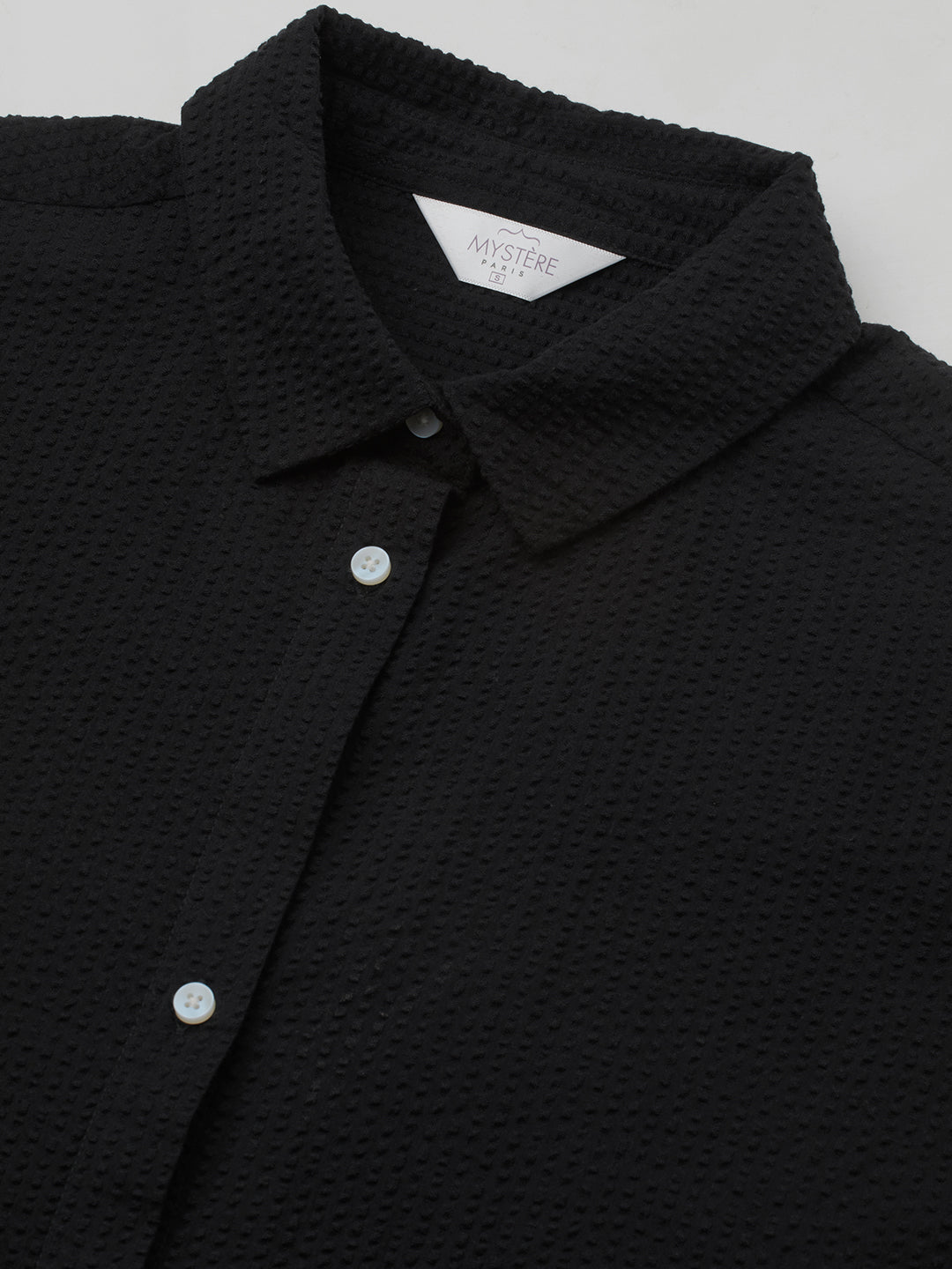 Classic Black Seersucker Oversized Shirt