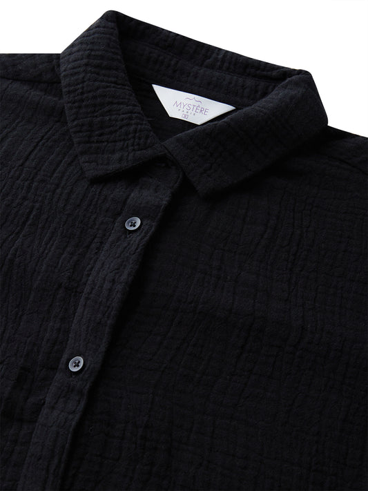 Obsidian Black Double Cloth Oversized Shirt