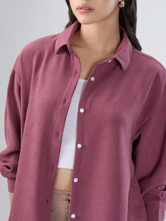 Turkish Rose Pink Crepe Oversized Shirt