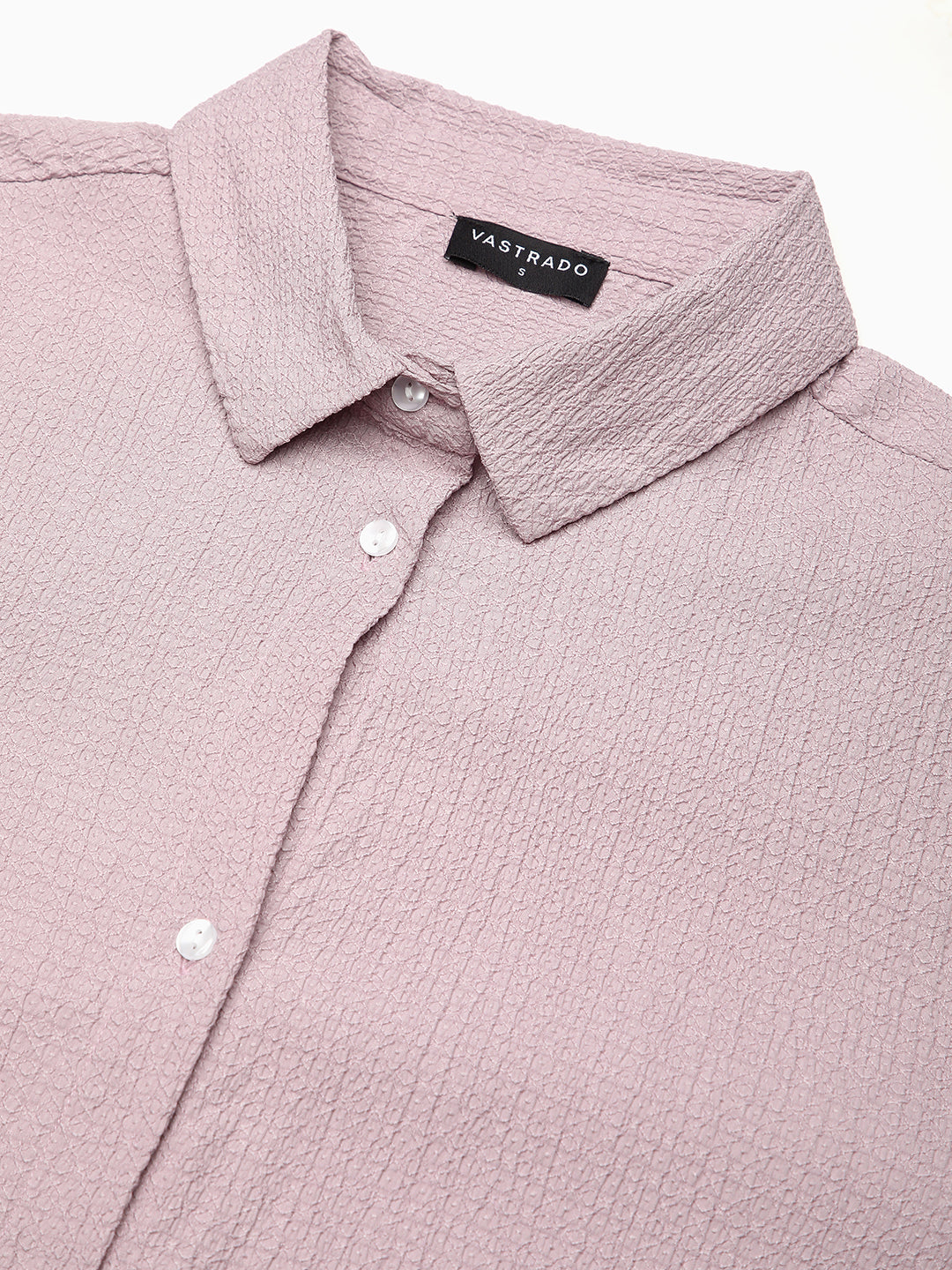 Lilac Jacquard Crinkled Oversized Shirt
