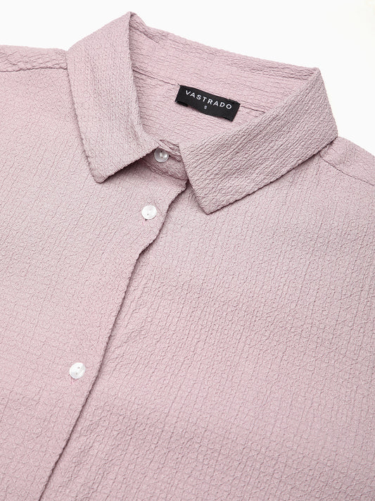 Lilac Jacquard Crinkled Oversized Shirt
