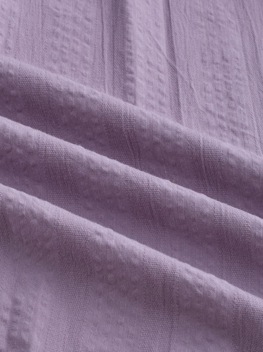 Lavender Seersucker Textured Oversized Shirt