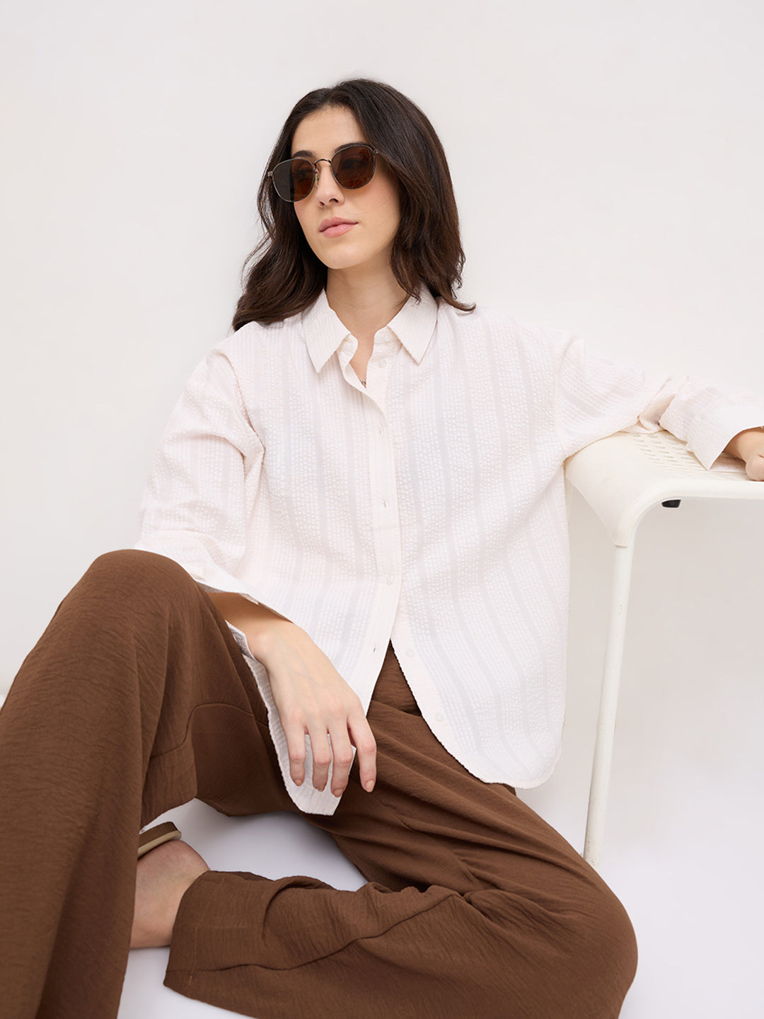 Offwhite Seersucker Oversized Shirt
