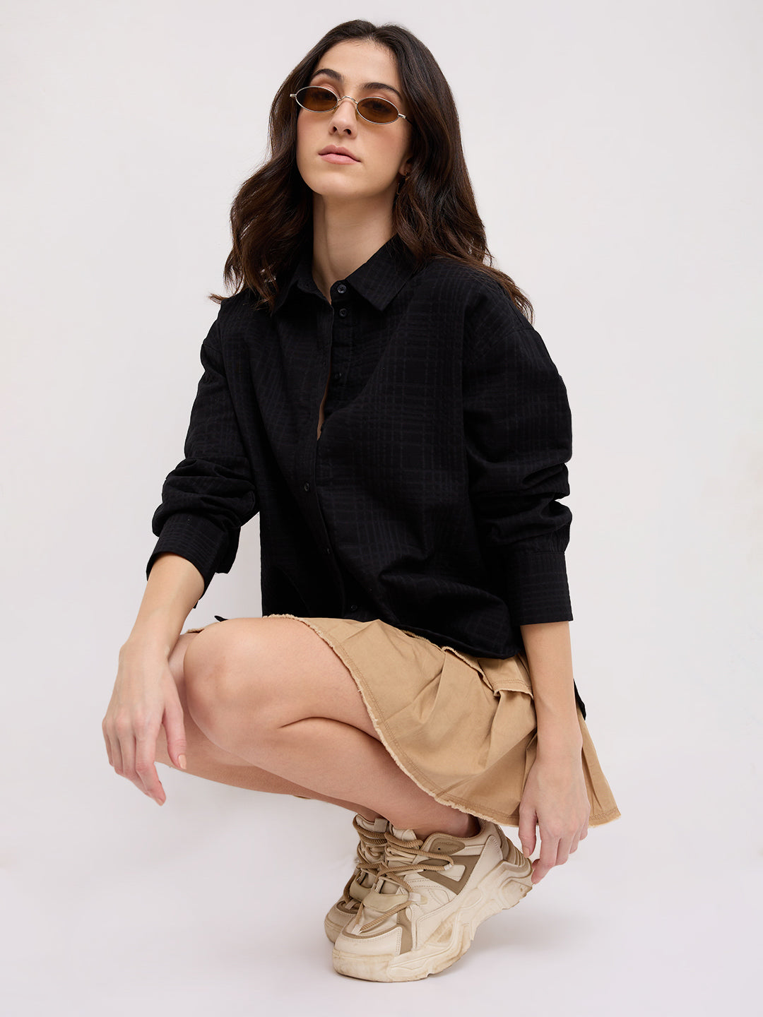 Onyx Black Contemporary Oversized Shirt