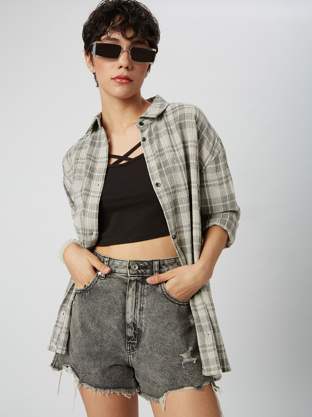 Multicolor Checkered Oversized Shirt