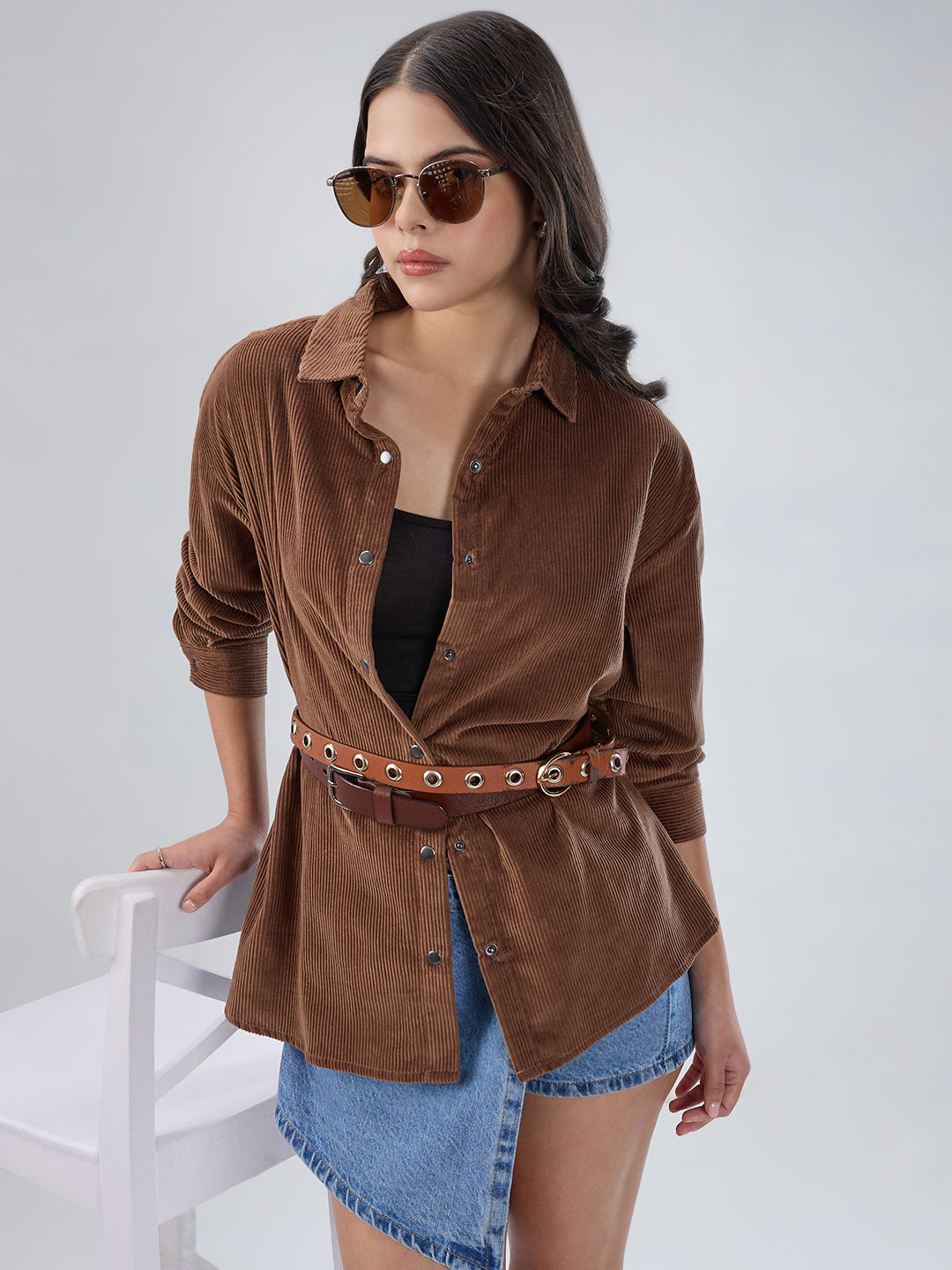 Penny Brown Corduroy Oversized Shirt