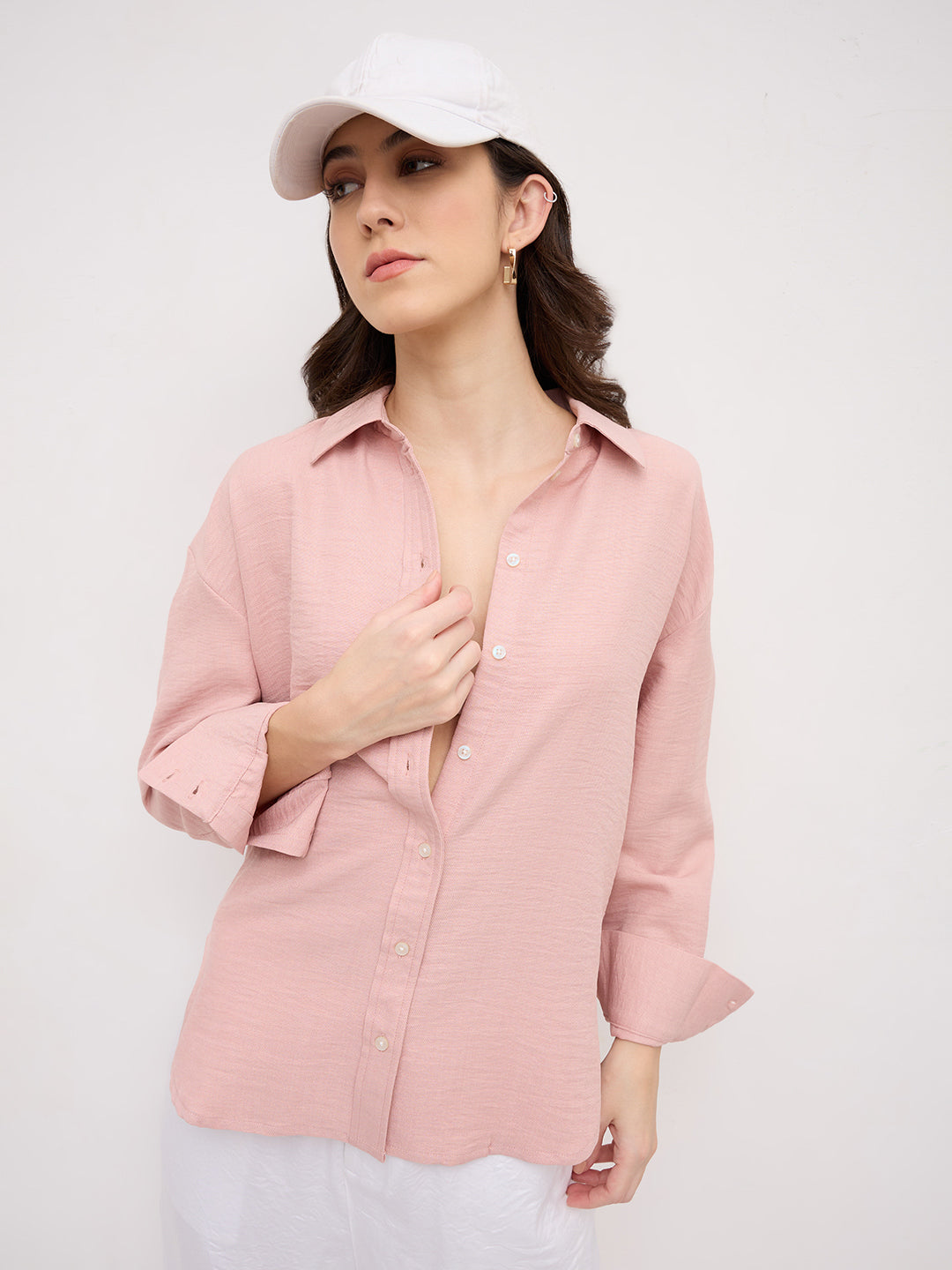 Soft Dusty Pink Contemporary Oversized Shirt