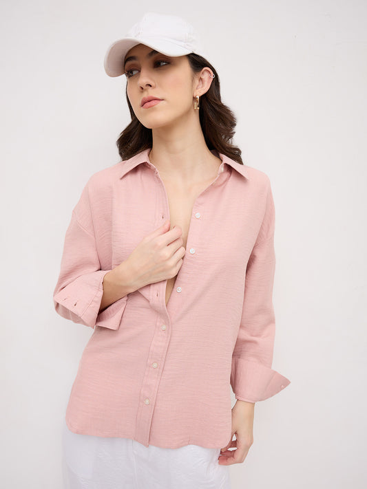 Soft Dusty Pink Contemporary Oversized Shirt