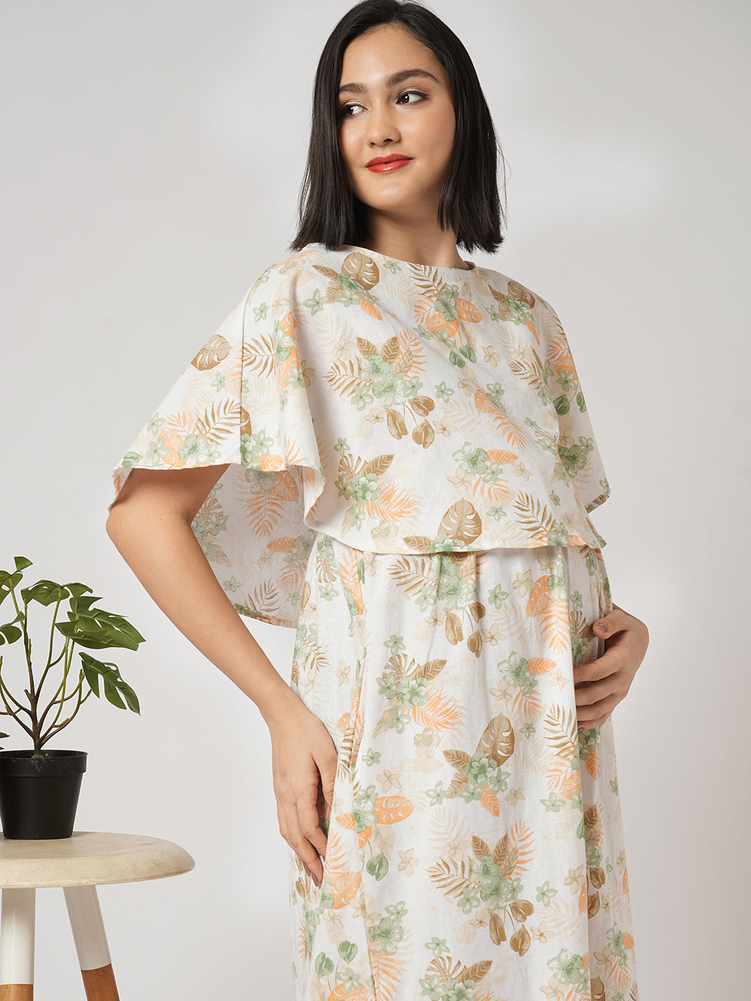 Botanical Bloom Aesthetic Printed Maternity Dress