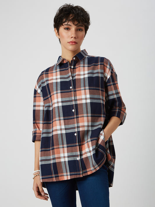 Multicolor Tartanique Checked Oversized Shirt