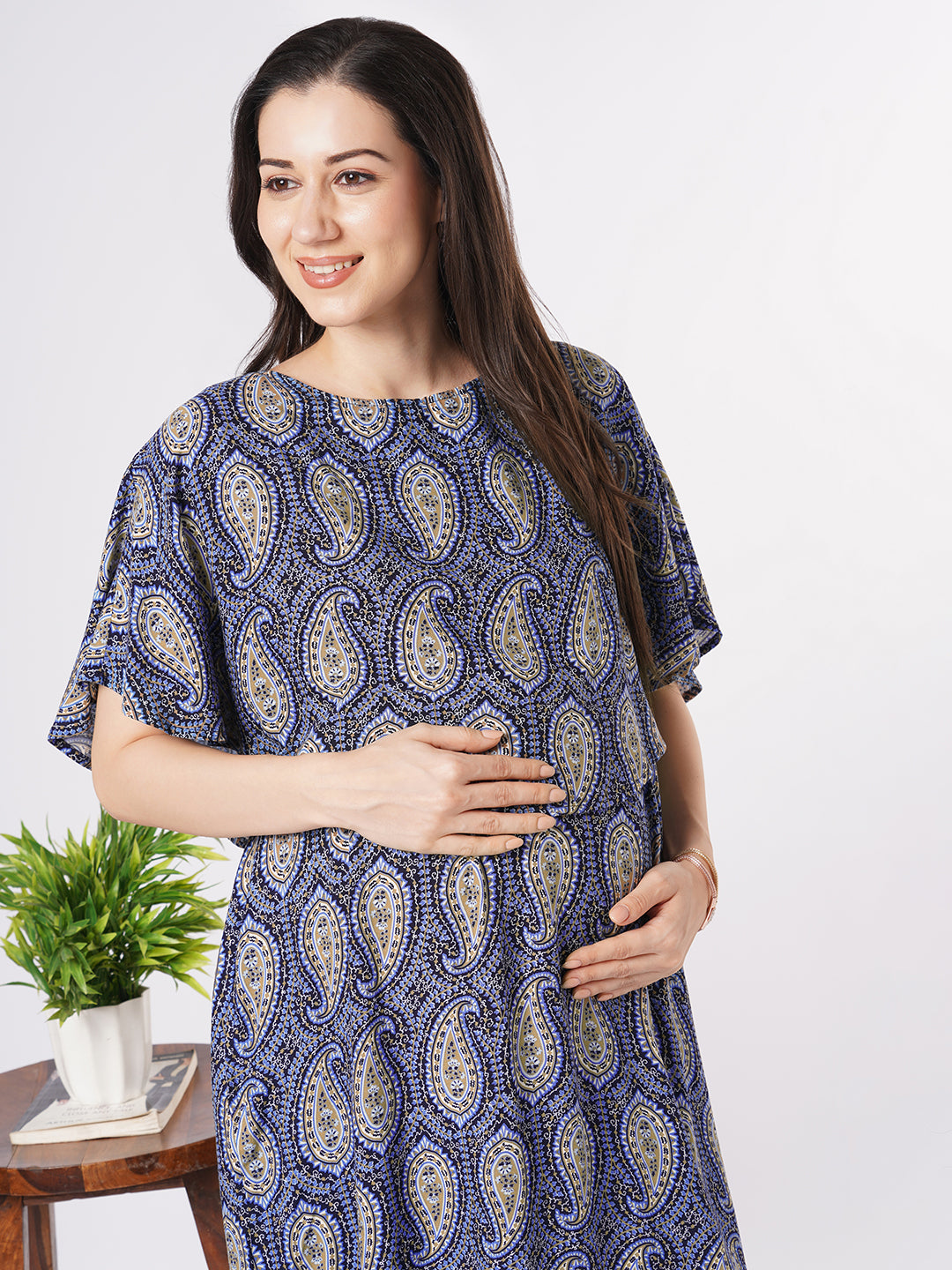 Multicolor Paisley Printed Comfy Maternity Dress