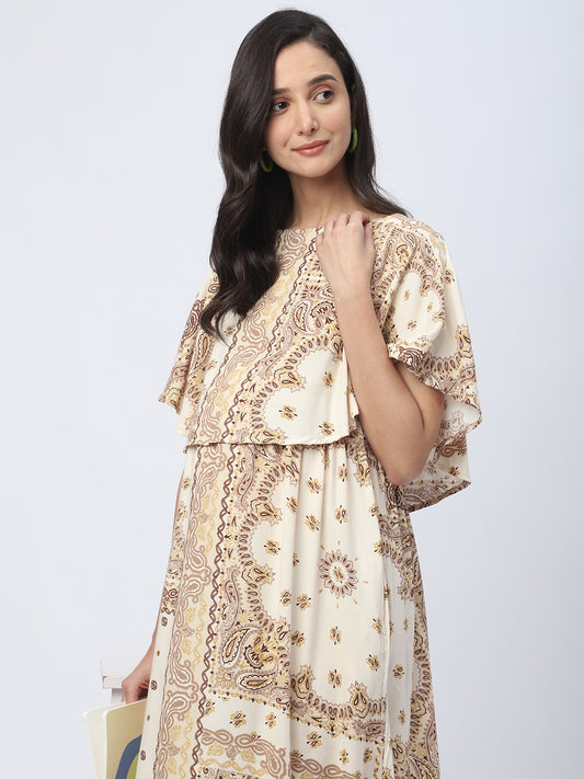 Aesthetic Paisley Printed Maternity Dress