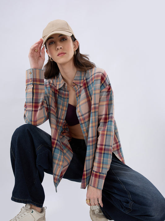 Classic Multicolor Checked Oversized Shirt