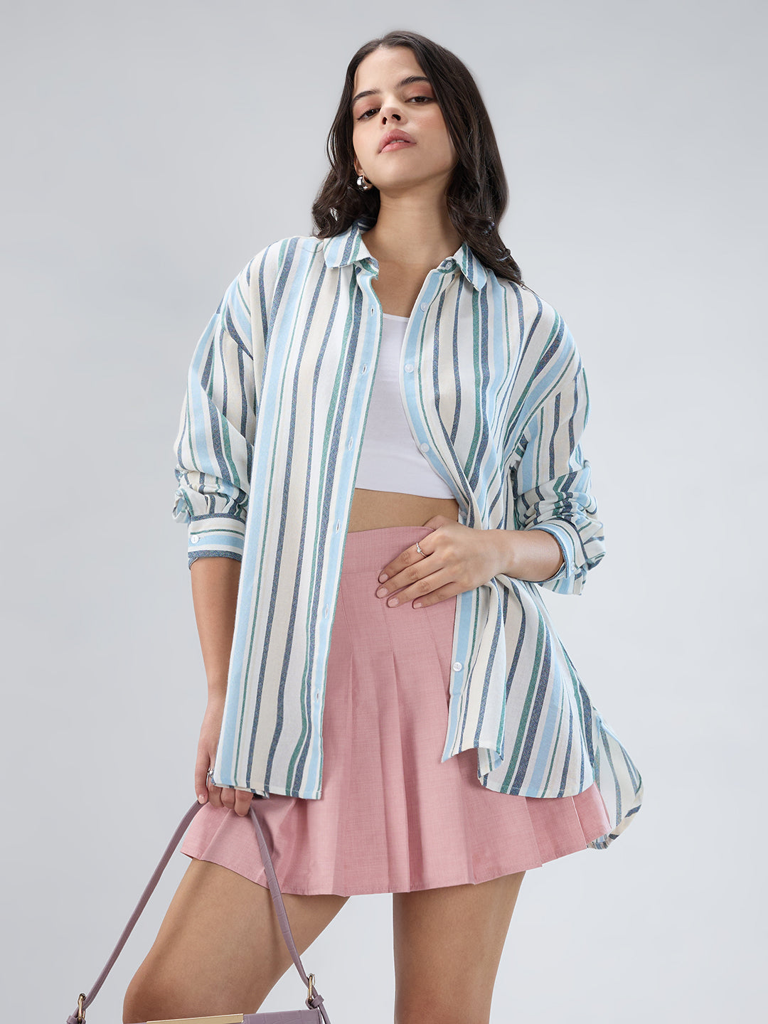 Multicolor Striped Oversized Shirt