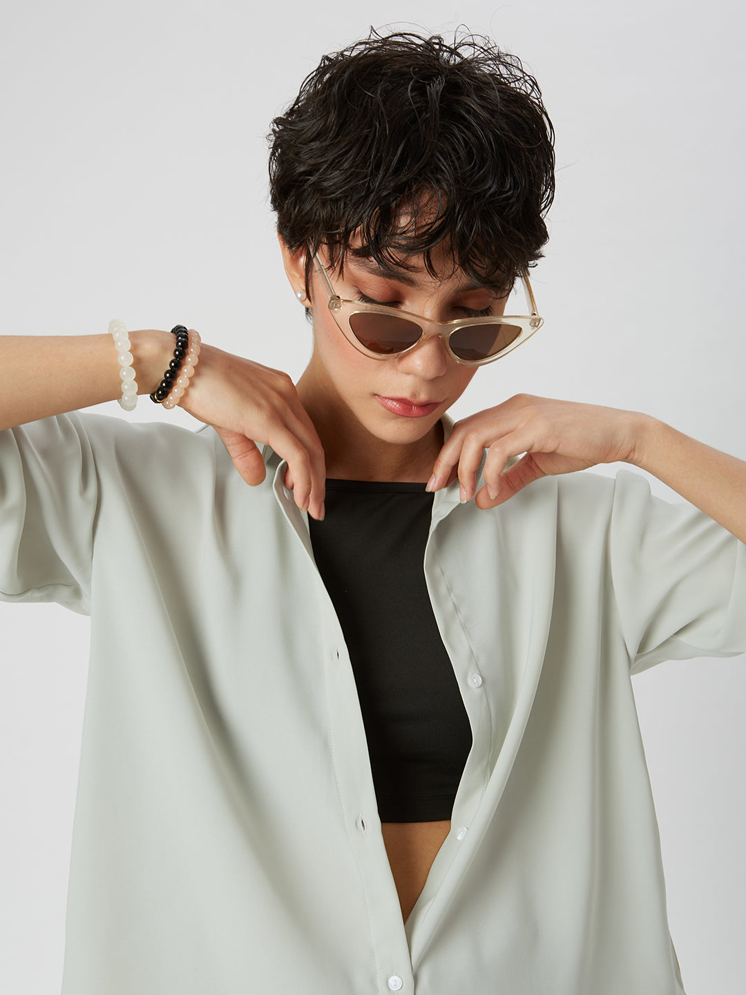 Solid Moss Green Oversized Shirt