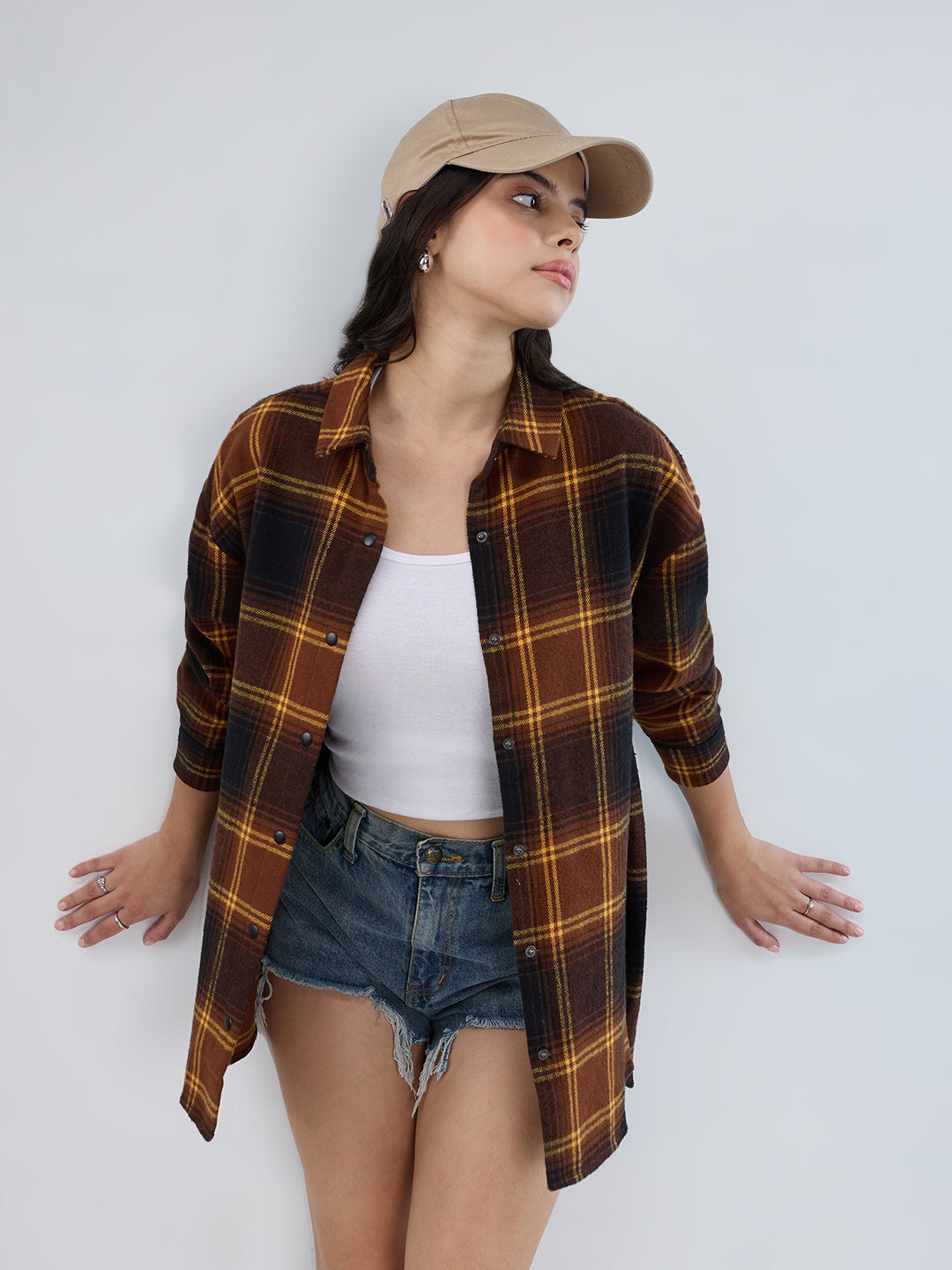 Brown Checked Oversized Flannel