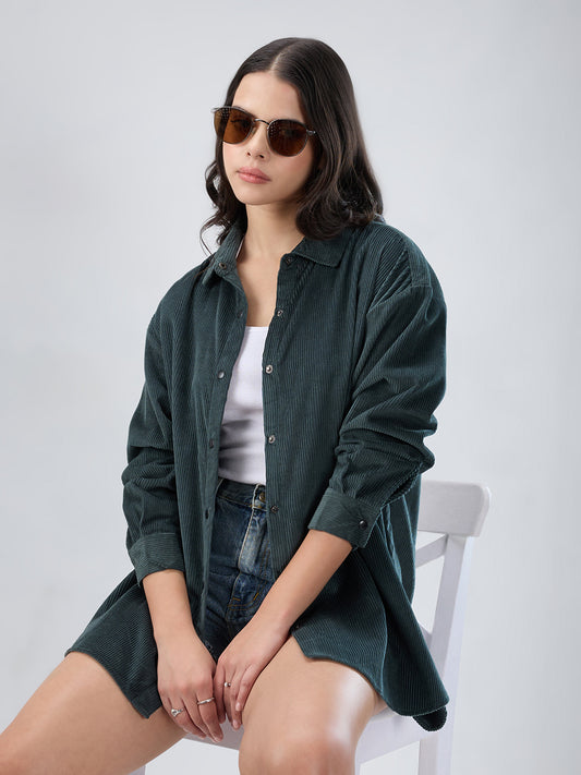 Forest Green Corduroy Oversized Shirt