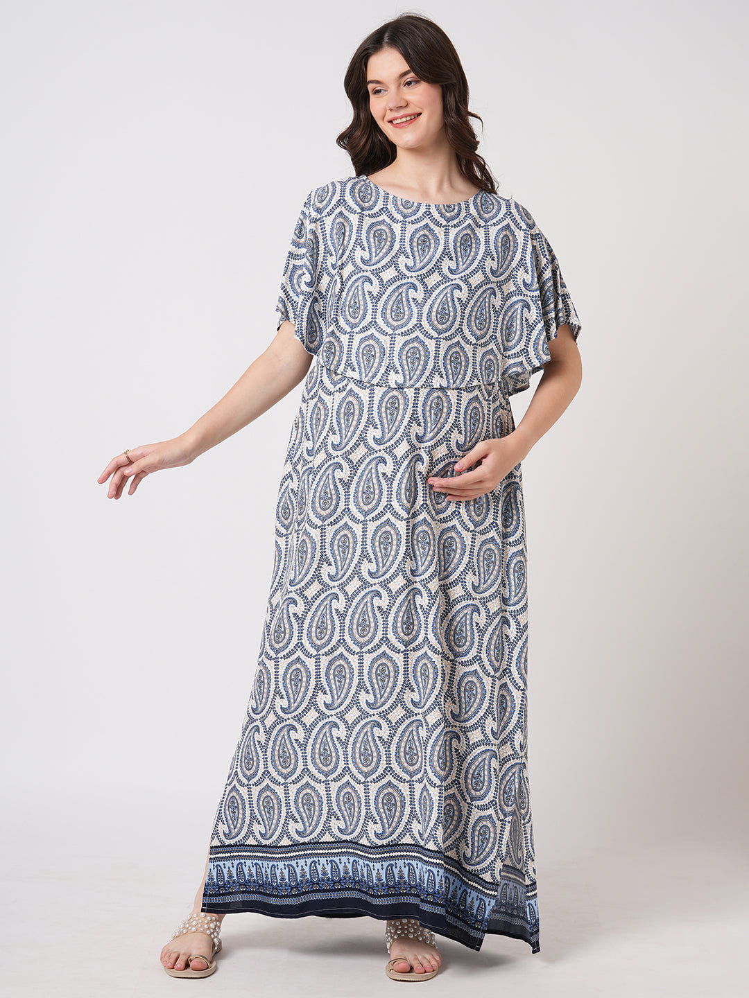 Boho Bloom Paisley Printed Maternity Dress