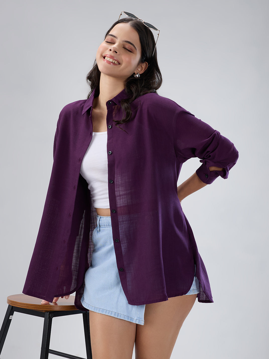 Solid Wine Oversized Shirt