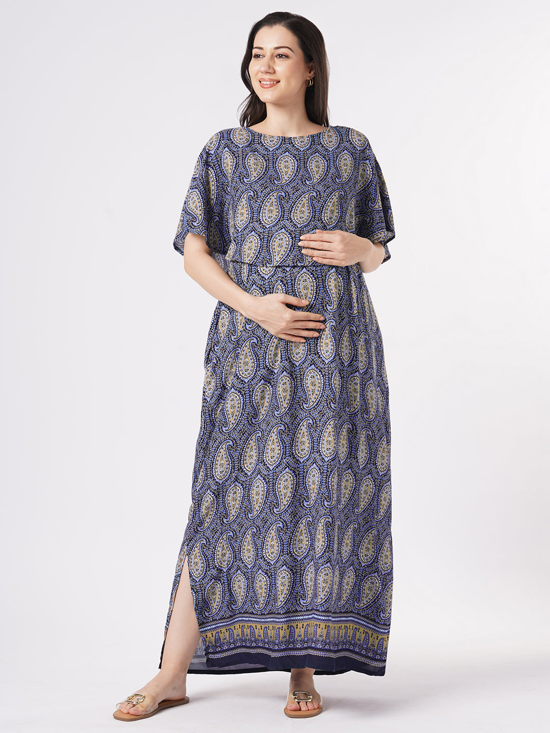 Multicolor Paisley Printed Comfy Maternity Dress