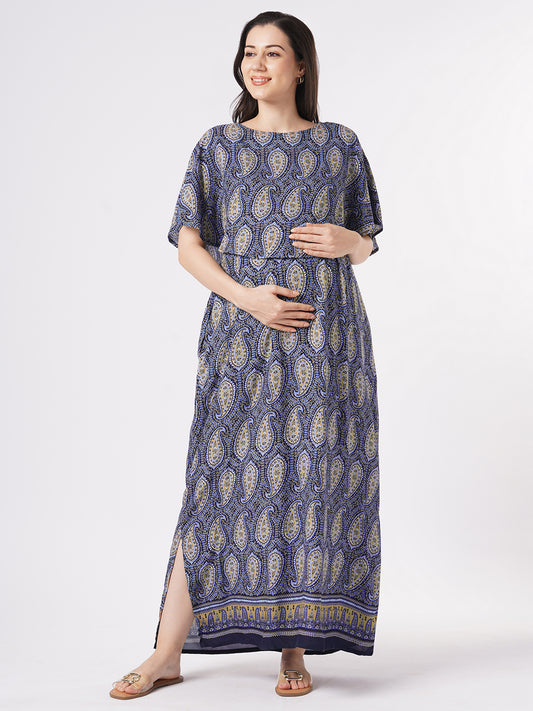 Multicolor Paisley Printed Comfy Maternity Dress